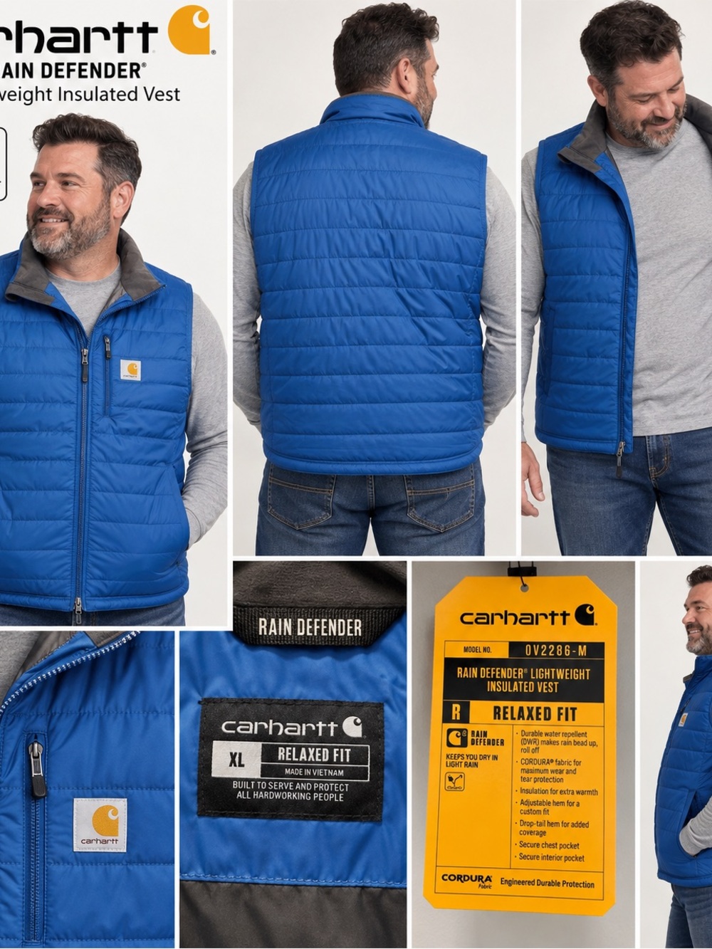 Carhartt Rain Defender Lightweight Insulated Vest Men’s XL Blue Relaxed Fit NWT